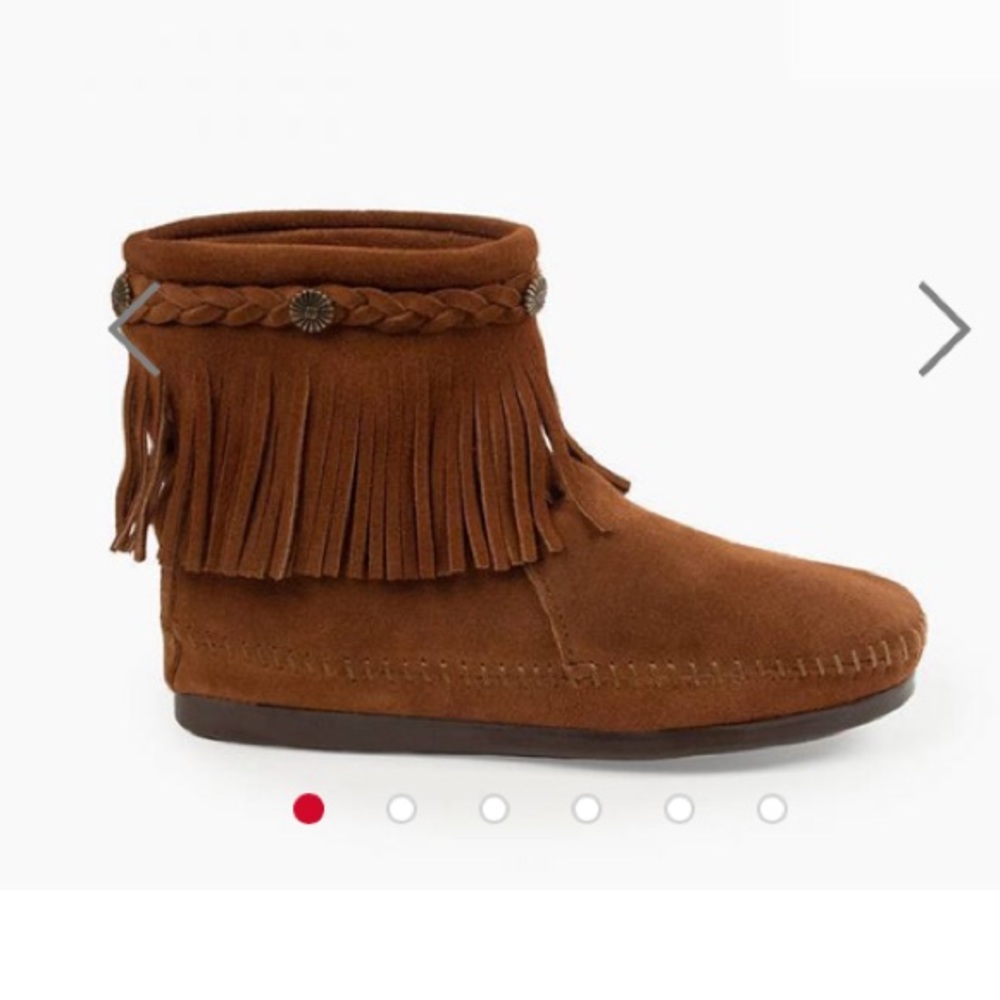 Minnetonka high top back zip boot moccasins